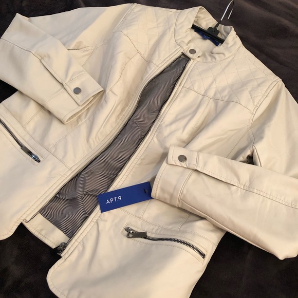 Apt. 9 Jackets & Blazers - NWT APT 9 Cream Leather Jacket